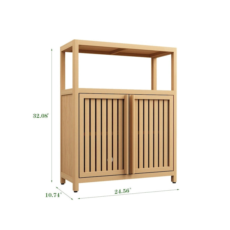 Bamboo Floor Storage Rack with Multi-Tier Shelves