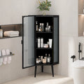 3-Tier Iron & Tempered Glass Corner Cabinet with Door