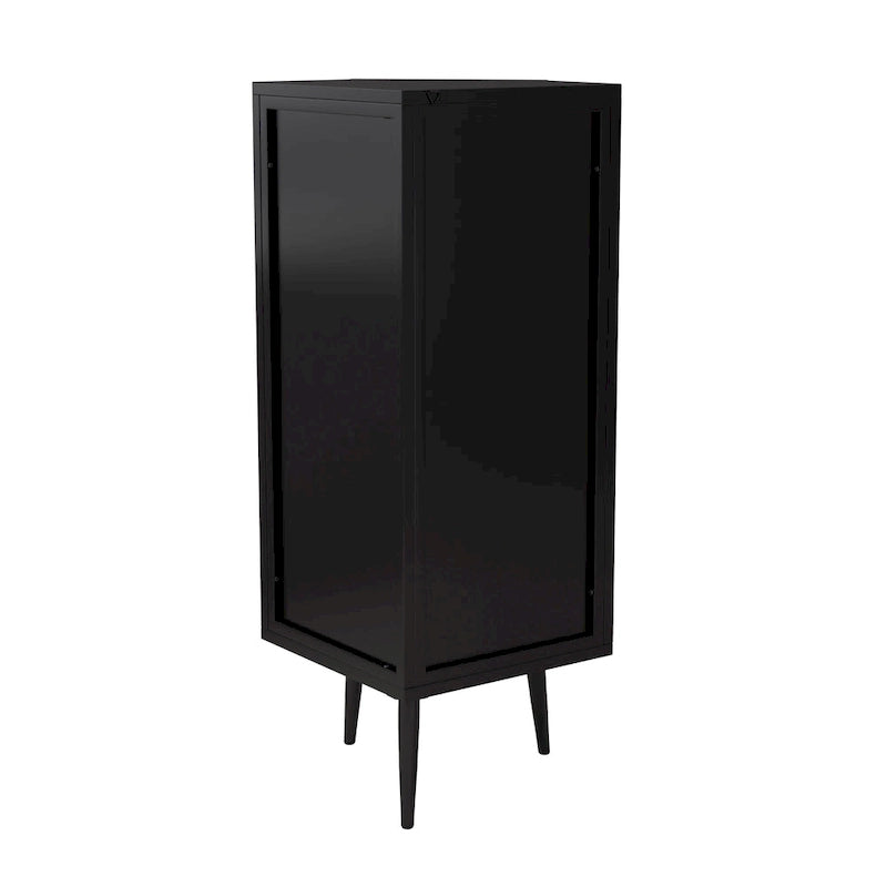 3-Tier Iron & Tempered Glass Corner Cabinet with Door