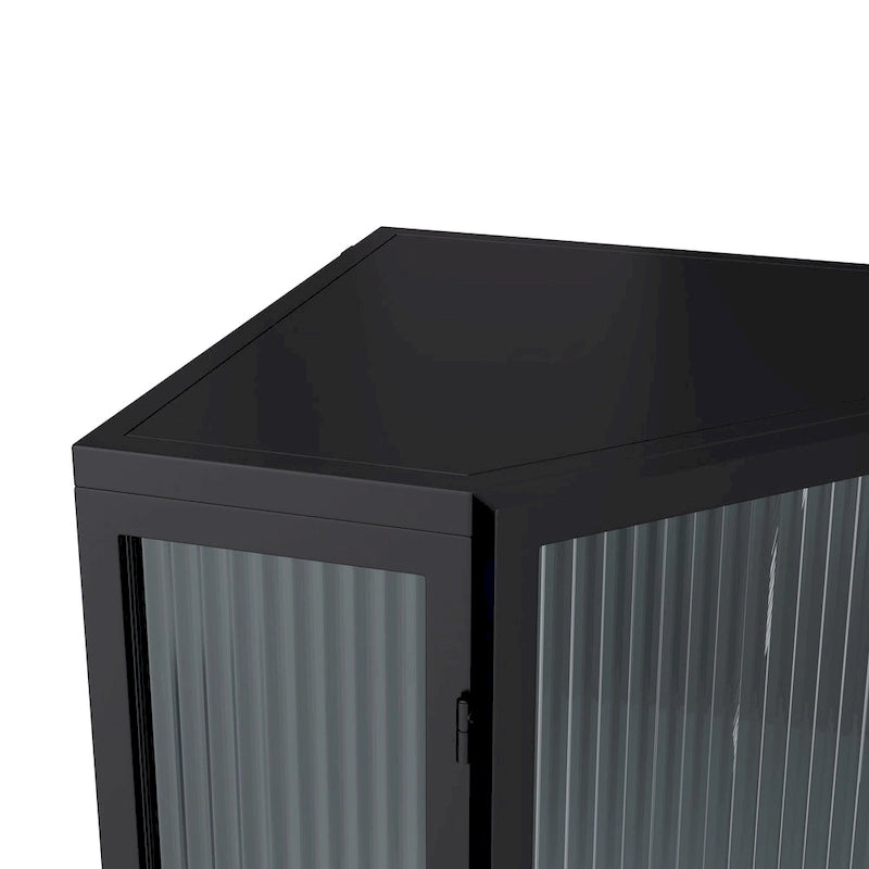 3-Tier Iron & Tempered Glass Corner Cabinet with Door