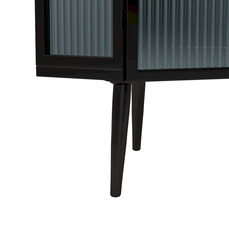 3-Tier Iron & Tempered Glass Corner Cabinet with Door