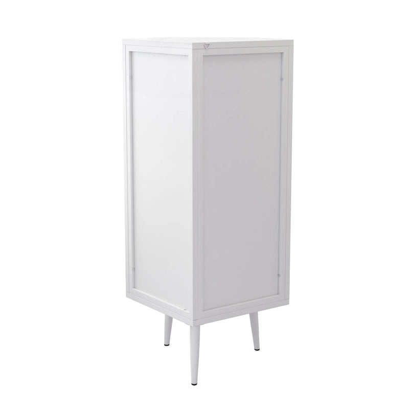3-Tier Iron & Tempered Glass Corner Cabinet with Door