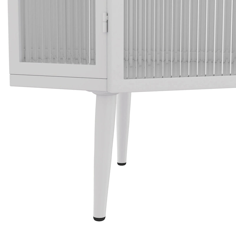 3-Tier Iron & Tempered Glass Corner Cabinet with Door