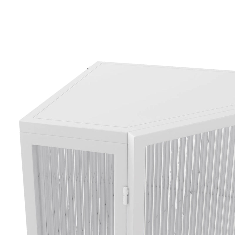 3-Tier Iron & Tempered Glass Corner Cabinet with Door