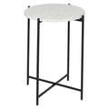 Terrazzo & Iron Round Accent Table with Black Metal Legs