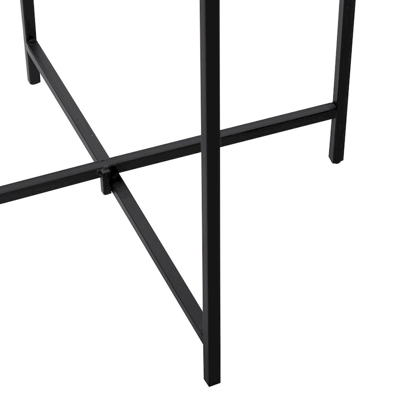 Terrazzo & Iron Round Accent Table with Black Metal Legs
