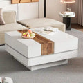 Wood Veneer Square Coffee Table with Extendable Sliding Top & Hidden Storage 31.4"