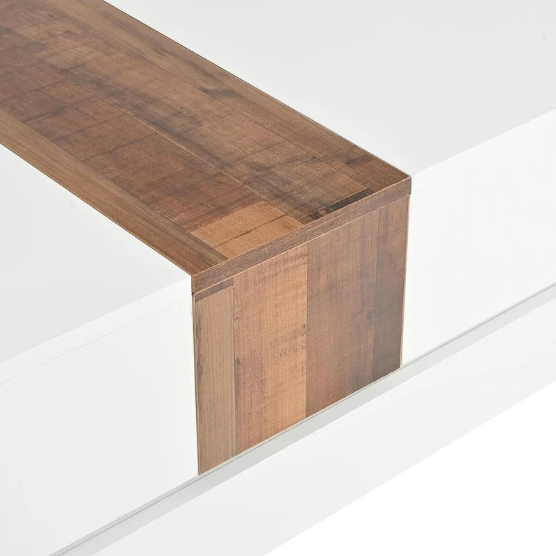 Wood Veneer Square Coffee Table with Extendable Sliding Top & Hidden Storage 31.4"