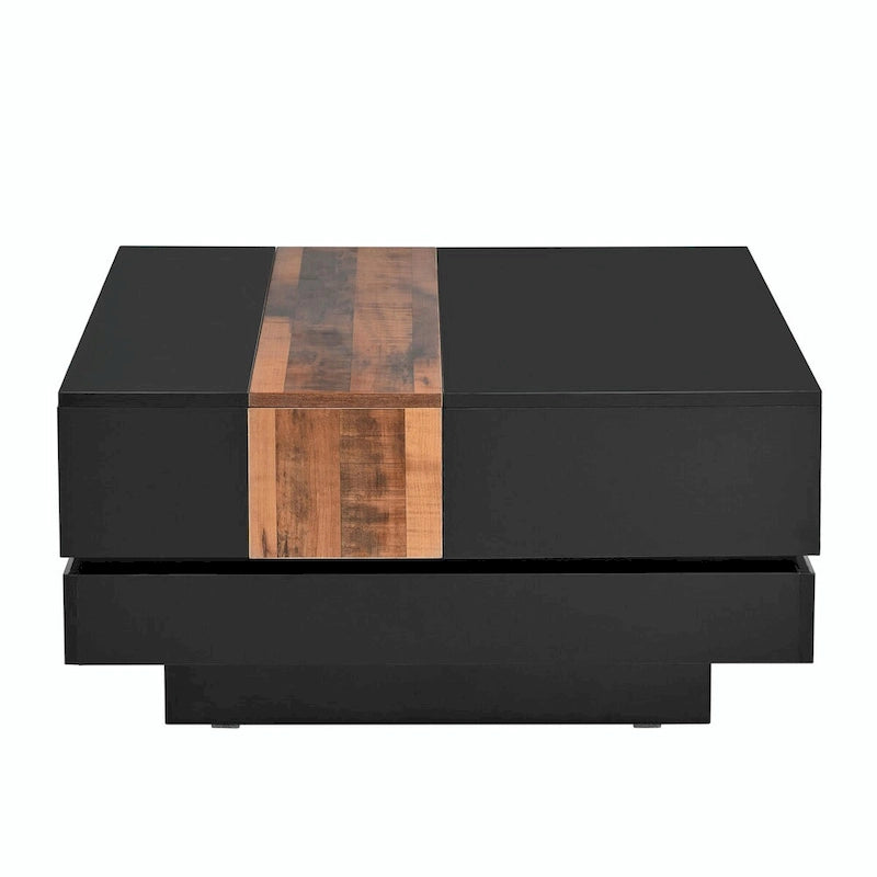 Wood Veneer Square Coffee Table with Extendable Sliding Top & Hidden Storage 31.4"