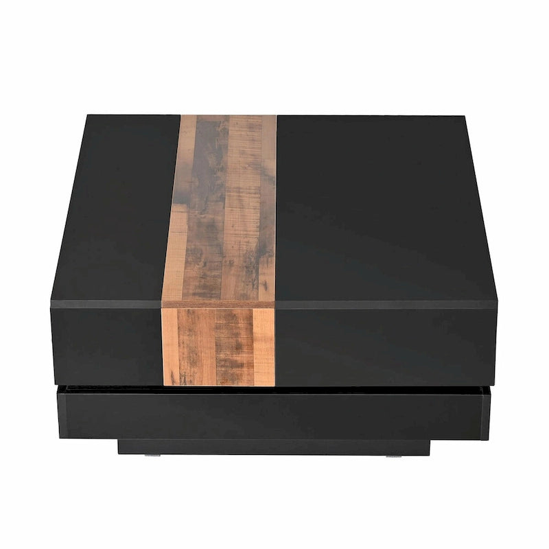 Wood Veneer Square Coffee Table with Extendable Sliding Top & Hidden Storage 31.4"