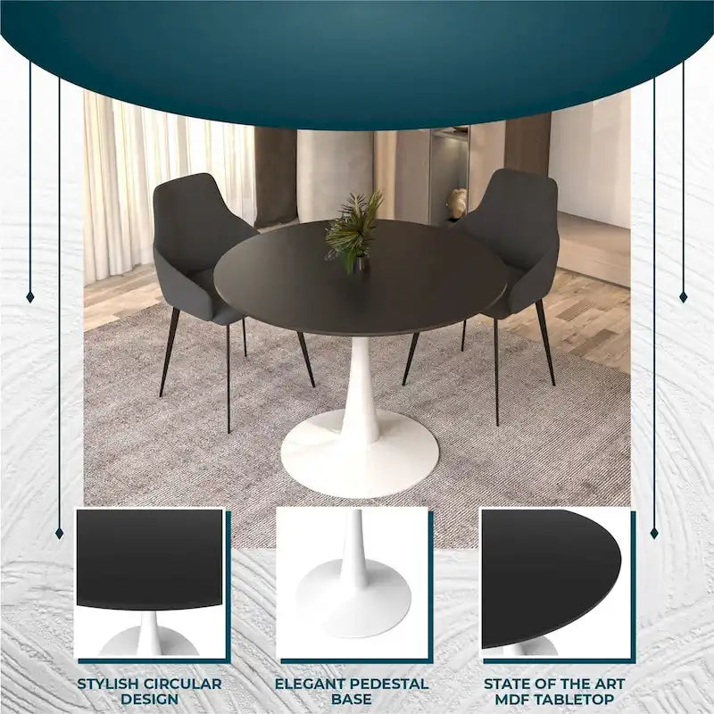 Steel Round Dining Table 40" with Pedestal Base