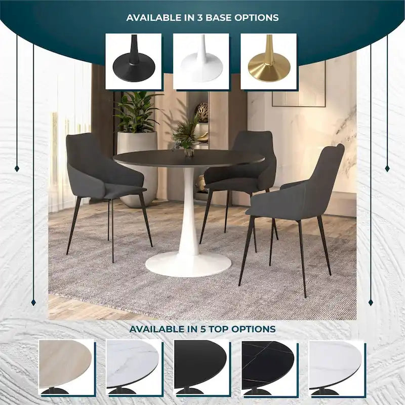 Steel Round Dining Table 40" with Pedestal Base