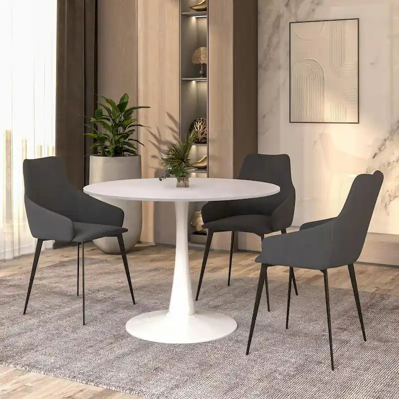 Steel Round Dining Table 40" with Pedestal Base