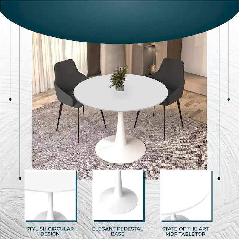 Steel Round Dining Table 40" with Pedestal Base
