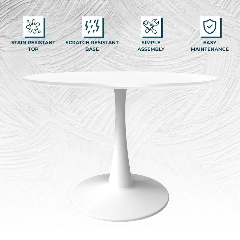 Steel Round Dining Table 40" with Pedestal Base