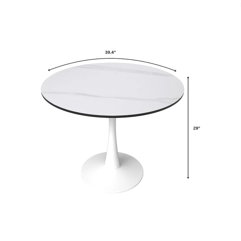 Steel Round Dining Table 40" with Pedestal Base