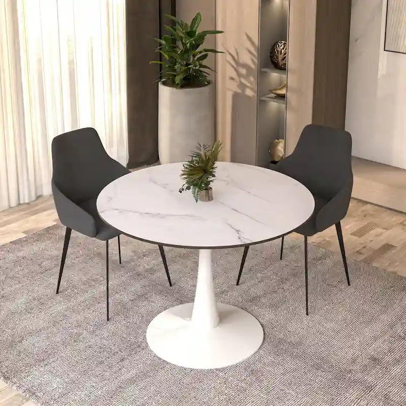 Steel Round Dining Table 40" with Pedestal Base