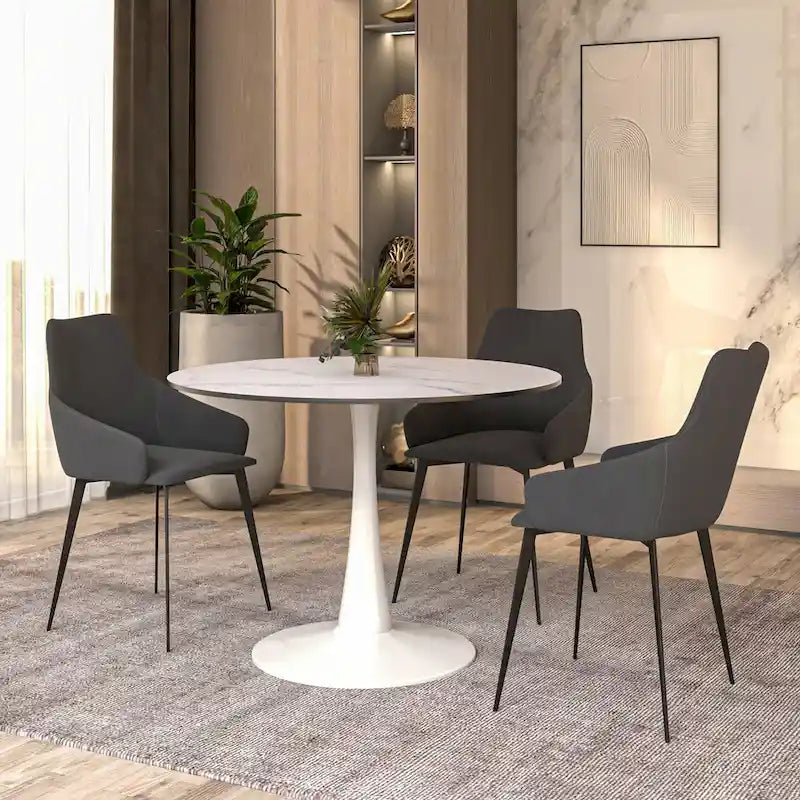 Steel Round Dining Table 40" with Pedestal Base
