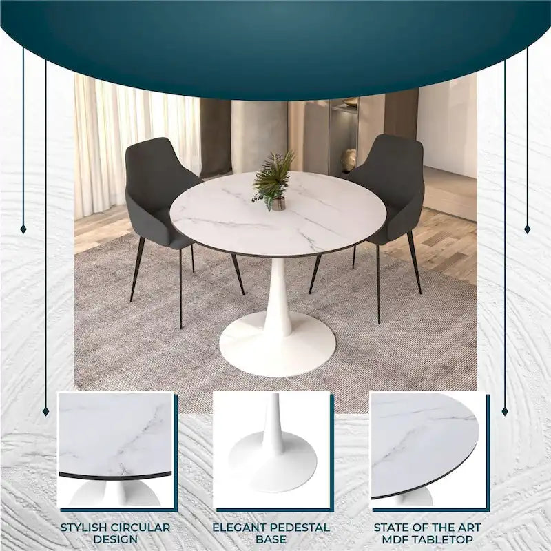 Steel Round Dining Table 40" with Pedestal Base