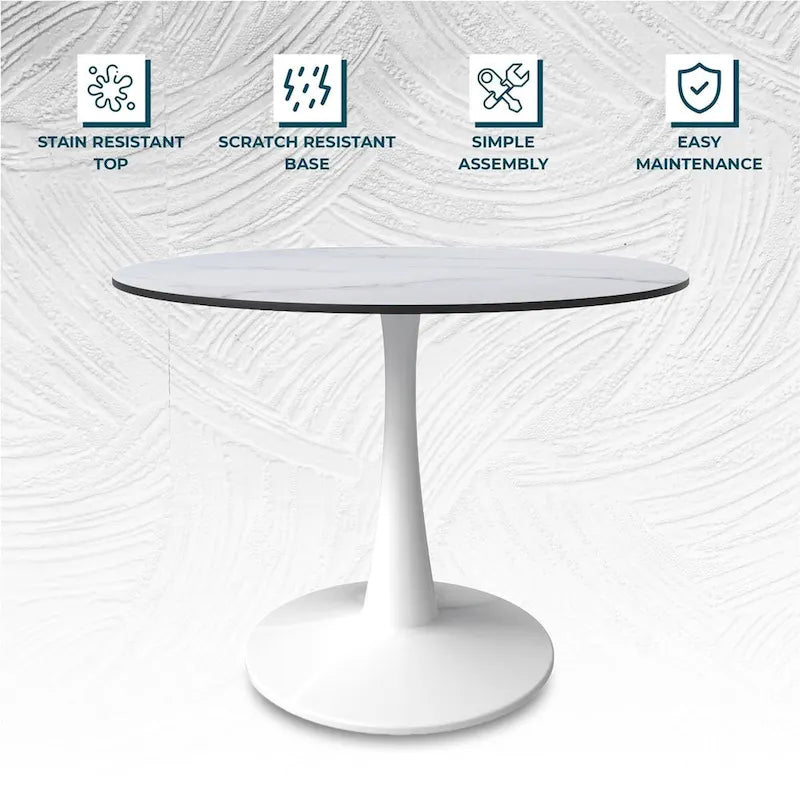 Steel Round Dining Table 40" with Pedestal Base