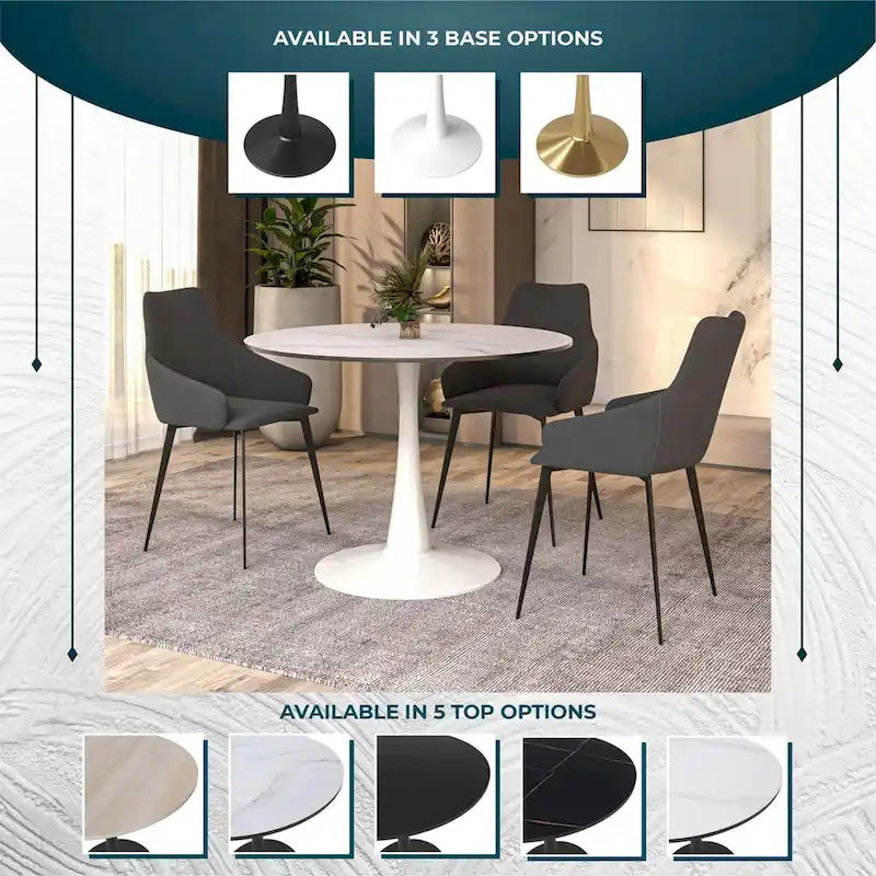Steel Round Dining Table 40" with Pedestal Base