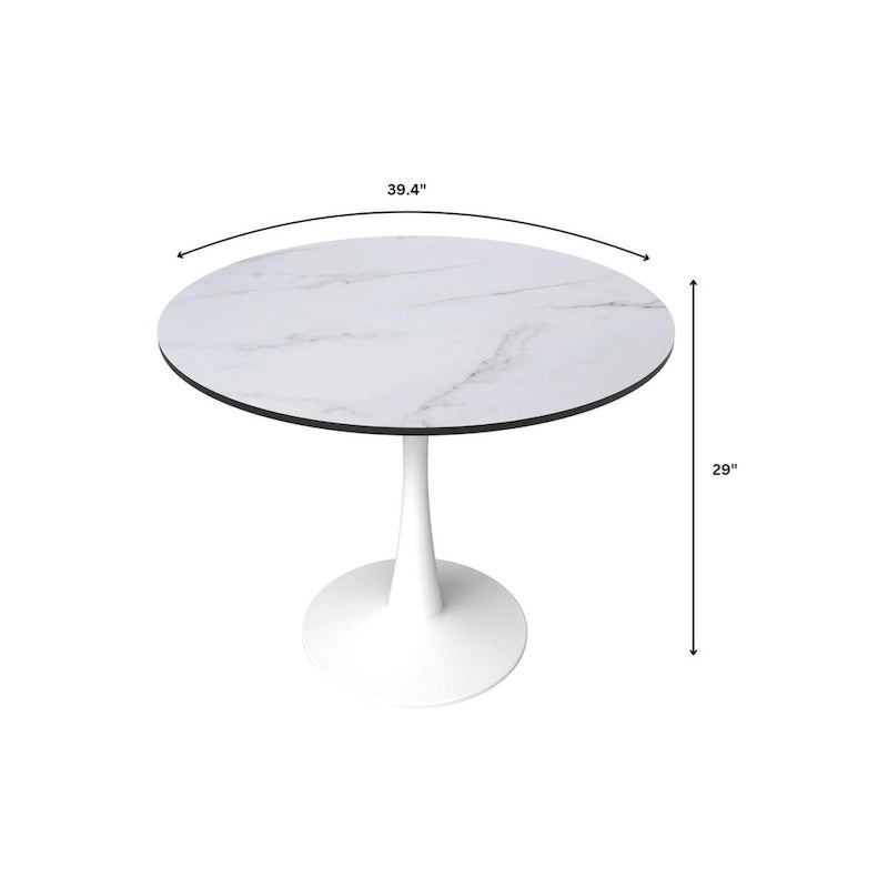 Steel Round Dining Table 40" with Pedestal Base
